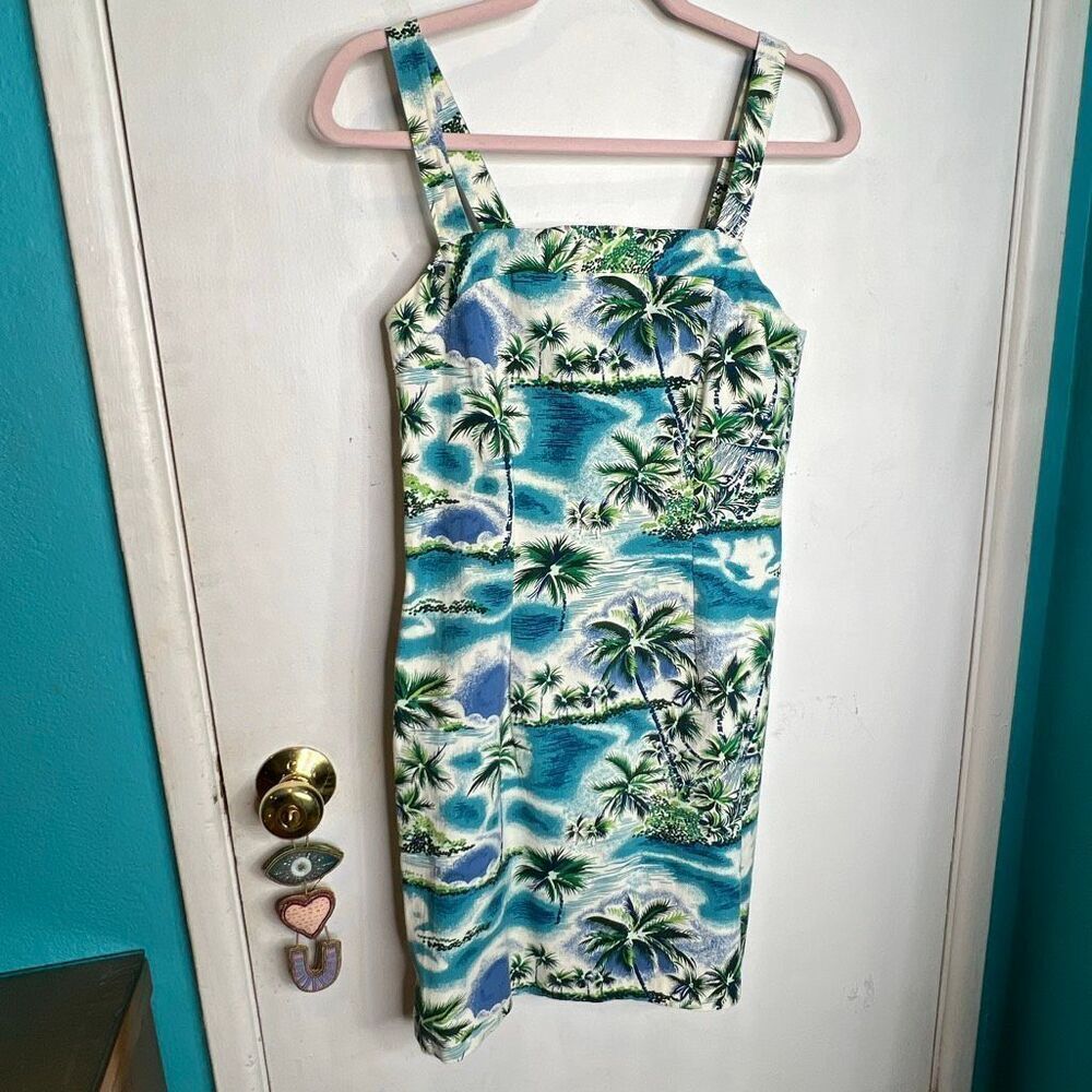 City triangles tropical Hawaiian straps Y2K bodycon dress